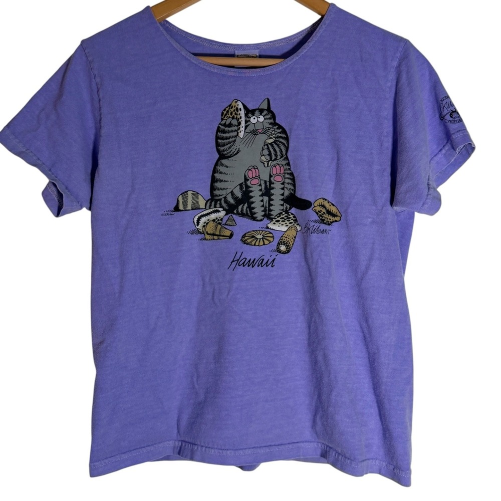 VTG Crazy Shirts Women's B Kliban Cat Hawaii Lavender Dyed T Shirt Purple Small